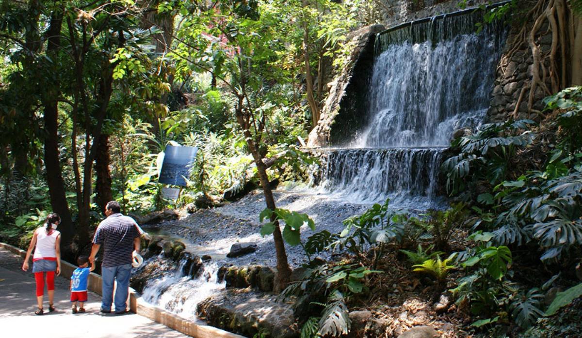 Familia paseando junto a una cascada en Cuernavaca